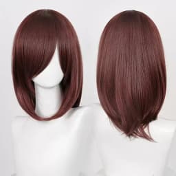 High Quality 40cm Medium Cosplay Wig With Bang Blond Pink Red Purple Blue Gray Heat Resistant Synthetic Hair Wigs