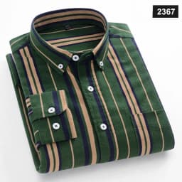 Casual Long-sleeve Shirts for Men Slim Fit Plain Shirt 100%cotton Plaid Striped Tops Soft Designer Fashion Korean Trends Clothes