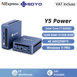 SOYO Y5 Power Mini PC Intel Core i7-8650U CPU(8M high-speed cache, up to 4.20 GHz) LPDDR4 16GB RAM 512GB M.2 SSD 4K Triple Display WIF5/BT5.0 Mini Computers