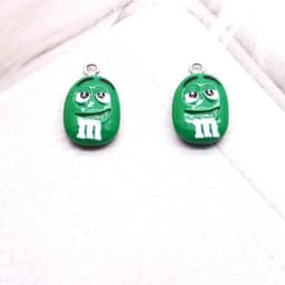 10pcs Cute Cartoon 5 Colors M Beans Emoticon Resin Flatback Charms For Pendant DIY Earrings Necklace Jewelry Accessories Finding