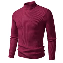 Mens Mock Neck Pullover Sweater High Neck Turtleneck Long Sleeve Sweaters for Men Winter Warm Outwear Stripes Casual Coats