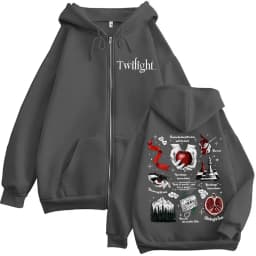 Twilight Vampire Wolf Romance Zipper Hoodies Edward Cullen Men's Women Clothing Fashion Casual Hip Hop Zip Up Hooded Sweatshirts