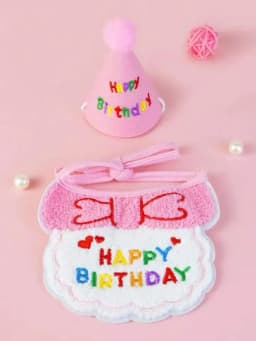 Cat Dog Birthday Bib and Party Hat Mini Doggy Cat Adjustable Bandana Scarf Pet Birthday Outfit Puppy Supplies
