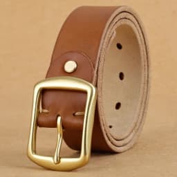 Handmade belt trendy leather pin buckle simple first layer real cowhide men's and women's copper buckle belt versatile old