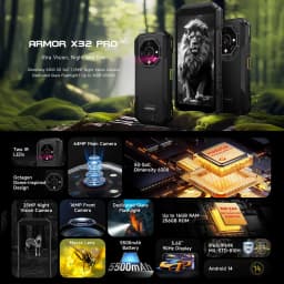 Ulefone Armor X32 Pro 5G Rugged Phone 8GB+256GB 6.56'' Android 14 Night Camera 64MP 6050mAh Dimensity 6300 NFC Smartphone