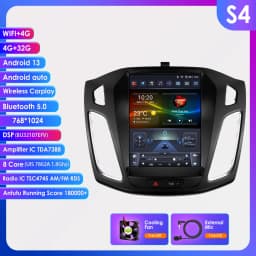 OSSURET 9.7inch 2 DIN Android 13 Car Radio for Ford Focus 3 MK 3 2011-2019 Multimedia Stereo Vertical Screen Carplay 360Camera