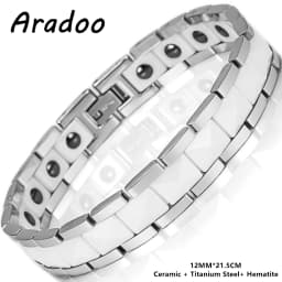 ARADOO Premium Ceramic Titanium Steel Bracelet for Men Women with Hematite Magnetic Therapy Wristband Jewelry Gifts