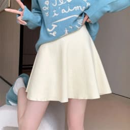 Solid Color Basic Knitted Mini Skirts Women New Autumn Winter Elastic Waist A-Line Skirts Ladies Korean All Match Pleated Skirt