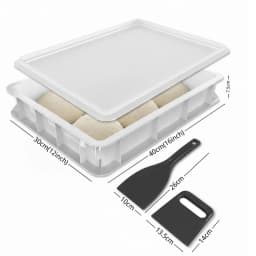 Plastic Pizza Dough Proofing Box 40x30cm Kit with 2 Dough Scraper Cutter - Stackable Fermentation Container for Homemade Pizza