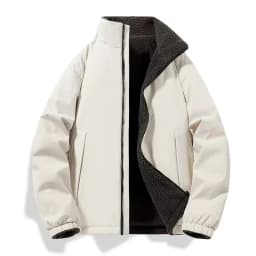 Winter new fashion solid color fleece-lined thickened warm windproof cotton jacket men's casual loose sports plus size coat