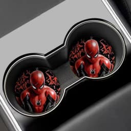 Kawaii Marvel Spider-Man Car Coaster Water Cup Mat Anime Cartoon Car Decoration Non-slip Mat Universal Storage Accessories Gifts