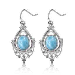 925 Sterling Silver Oval 8*10mm Natural Labradorite Earrings Vintage Ethnic Jewelry for Women Gift