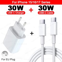 For Apple 30W Charger USB Type C Fast Charger For iPhone 13 15 17 14 12 11 16 Pro Max Plus PD Charger Charging Cable Accessories