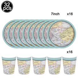 Global Travel Disposable Tableware Plates Cups Hanging Spiral Cake Topper Balloons Adventure Retirement Graduation Party Decor