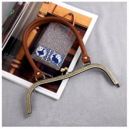 KISSDIY 2PCS PU Leather Handle Carved M Shape 27 CM Big Size Women Clutch Bag Metal Clasp Female Purse Frame