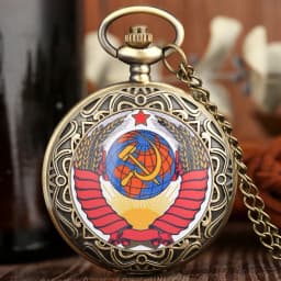 Fashion Silver & Golden Soviet Sickle Hammer Style Quartz Pocket Watch Men Women Pendant Gift Drop Shipping