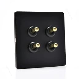 86 Type Retro Switch 1-4 Gang 2 Way Wall Light Brass Lever Toggle Switch Black Matte Stainless Steel Panel EU FR Power Outlet