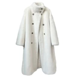 Ladies' Long Over-Knee Thickened Sheepskin Coat Korean Style Loose Fit Rabbit Fur Outerwear Warm Commute Style Button Detail