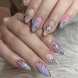 24Pcs Y2k Almond Acrylic Nails Full Cover 3D Diamond Black Nail Art Sweet Cool French Wearable Fake Nail Manicure Tips for Girls