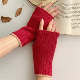 Korean Solid Color Half Finger Gloves Unisex Winter Knitted Gloves Women's Faux Cashmere Warm Gloves Hand Wrist Warmer Mittens
