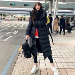 Winter High Quality Long Hooded Down Jacket Women White Duck Down Lace Up Outwears Female Warm Parker Knee Length Down Jacket