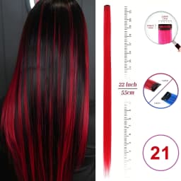 VEYDA Colored Party Highlights Clip in Hair Extensions for Girls 22 Inches Omber Colors Straight Hair Synthetic Hairpieces