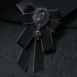 Retro Handmade Ribbon Bow Tie Brooch Rhinestones Crystal Necktie Men's Suit Shirt Collar Pin Luxulry Webbing Jewelry Accessories