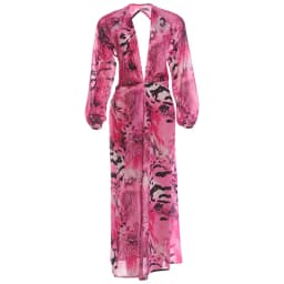 Woman Tiger Stripe Print Deep V-neck Dress Sexy Backless Long Sleeve Dresses 2026 Summer Vacation Beach Party Elegant Vestidos