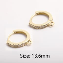 2022 Trendy 14K Gold Plating Inverted Crescent Moon Charm Brass Metal Inlaid Zircon C Shape Pendants For Earring Making Findings