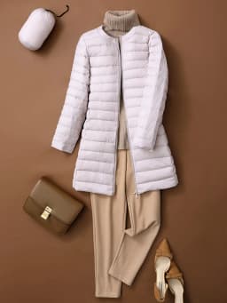 Lightweight Puffer Jaet Women's Mid-Length Autumn Winter New round Ne Long Korean Sle Coat No Collar Inner Trendy