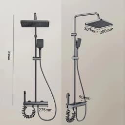 Grey Piano Button Ambient Light Bathroom Shower Full Set Digital Display Shower System Sets Rain Faucets Shower Head
