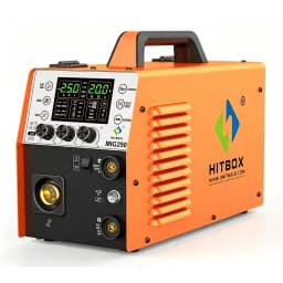 MIG Welder Gasless 180A HITBOX MIG250II 6 in 1 Mini Portable Inverter Welding Machine Semi-automatic TIG MIG 220V Home Use