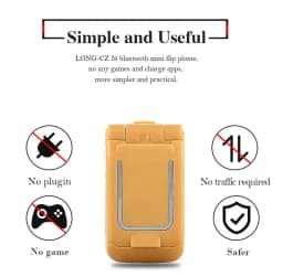 UNIWA J9 Mini Flip Phone with Push Button, Wireless Bluetooth Dialer, FM Magic Voice, Handsfree Earphone 2G Mini Phone For Kid