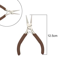 1Pc 11/12.5cm Long Brown Handle Plier Bent Round Needle Nose Cutting Wire Pliers For Jewelry Making Tool Diy Jewelry Accessories