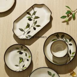 1Pcs Creative Painted Kiln Glazed Leaf Ceramic Plate Tableware Western Steak Salad Dessert Cake Sushi Storage Decoration Plate