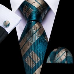 Barry.Wang Jacquard Water Duck Blue Men's Tie With Pocket Square Cufflinks Set Exquisiet Necktie For Male Wedding Business