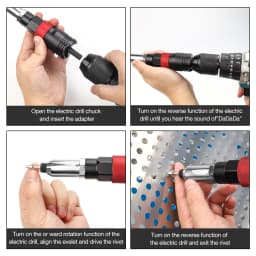 Electric Rivet Nut Tool Adapter 2.4MM 3.2MM 4.0MM 4.8MM 6.4MM Insert Nut Riveting Gun Cordless Home Converter