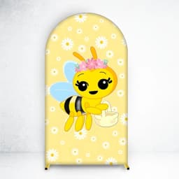 Mocsicka Cute Bee Birthday Party Arch Cover Backdrop Cartoon Honeybee Floral Honeycomb Rainbow Background Baby Show Photo Studio