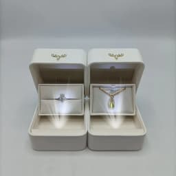Custom LOGO PU Leather LED Jewelry Box Creative Deer Buckle Proposal Ring Pendant Case Paired Ring Jewelry Packaging Box Gift