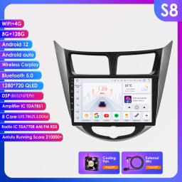Hizpo Android Auto 2 Din For Hyundai Solaris Verna Accent 1 2010-2016 Car Radio Multimedia Video Player Carplay 4G WIFI GPS 7862