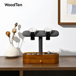 WoodTen Solid Wood Watches Display Stands Base Watch Necklace Bracelet Organizer Rack Bangle Scrunchie Headband Showcase Stands