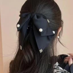 Elegant Versatile Chiffon Floral Print Bow Ponytail Clip Headwear For Women Girls Sweet Bow Ribbon Hair Clip Hair Accessories