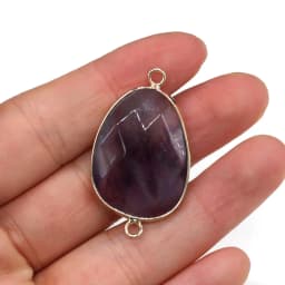 Natural Stone Drop-shaped Pendants Amethyst Double Hole Connector for Jewelry Making DIY Necklace Bracelets Accessories