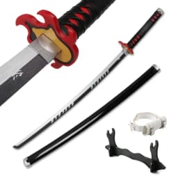 Anime Katana 104cm Giyuu Blue Role-playing Weapons Props with Sword Holder and Belt 1: 1 Replica Japanese Samurai Sword