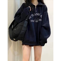 American Style Retro Collar Sweatshirt Jacket Women's New Early Autumn Oversize Small Size Long Sleeve Top