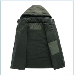 Men Oversized Hooded Lamb Fleece Parkas Men Thick Multi Pocket Mid Length Outerwear Winter Thick Parkas Males Thermal Parkas