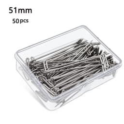 100pcs Long T Pins Silver Wig Pins for Wigs Making/Display On Mannequin Canvas Head 38/51mm T Pins Needle Salon Styling Tools