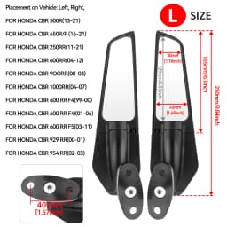 Modified Motorcycle Mirrors For Kawasaki Ninja 250 300 400 650 H2 H4 Adjustable Rotating Rearview Wind Swivel Wing Side Mirror