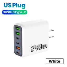 240W 6 Port USB C PD Charger Super Fast Charging PD3.0 USB C Type C Mobile Phone Charger For iPhone 17 16 pro Samsung Xiaomi