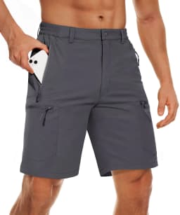 TACVASEN 5 Zipper Pockets Summer Quick Dry Cargo Shorts Mens Fishing Shorts Stretch Outdoor Hiking Nylon Work Shorts Lightweight